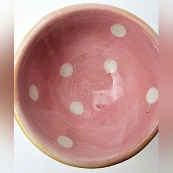 Vintage Chick Egg Cups – Pink Bow Ceramic Set of 2 | Kawaii Easter Decor - Picture 8 of 9